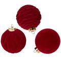 Floristik24 Weihnachtskugel samtige Oberfläche Rot 8cm 12St