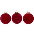 Weihnachtskugel samtige Oberfläche Rot 8cm 12St | Floristik24.de