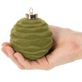 Christbaumkugel Samtoptik Grün Struktur-Mix 8cm 12 Stück Weihnachtskugel beflockt Moosgrün Kugeln aus Kunststoff Moosgrün beflockt Baumwollkordeln für jede Kugel beiliegend | Floristik24.de