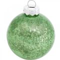 Weihnachtskugel, Christbaumschmuck, Glaskugel Grün marmoriert H6,5cm Ø6cm Echtglas 24St