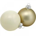 Christbaumkugel-Mix, Weihnachtsdeko, Mini-Baumschmuck Weiß/Perlmutt H4,5cm Ø4cm Echtglas 24 St | Floristik24.de