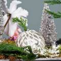 Floristik24 Weihnachtskugeln mit Rautenmuster Silber matt, glänzend Ø8cm 2St