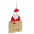 Deko-Hänger Geschenktasche Weihnachtsmann mit Briefumschlag „Für Dich“ L46,5cm Ø25cm 4St