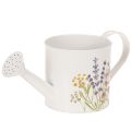 Floristik24 Weiße Metall Gießkanne mit Blumenmotiv 13,5cm Deko Pflanzkanne