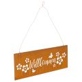 Floristik24 Willkommensschild Metallschild Edelrost Blumen 40x15cm