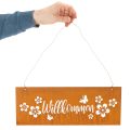 Willkommensschild Metallschild Edelrost Blumen 40x15cm | Floristik24.de
