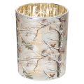 Floristik24 Windlicht Winterwald Glas mit Zweigdesign Innenseite Gold 12cm