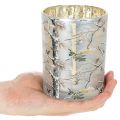 Windlicht Winterwald Glas mit Zweigdesign Innenseite Gold 12cm | Floristik24.de