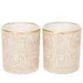 Floristik24 Windlicht Glas Teelichthalter Paisley Muster Ø8cm H9cm 2St