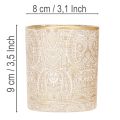 Windlicht Glas Teelichthalter Paisley Muster Ø8cm H9cm 2St | Floristik24.de