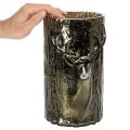 Windlicht Glas mit Hirsch Kopf und Baumreliefs Winterdeko 26cm | Floristik24.de