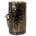 Windlicht Glas mit Hirsch Kopf und Baumreliefs Winterdeko 26cm | Floristik24.de