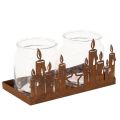 Floristik24 Windlicht Metall Glaseinsatz Edelrost Deko Kerzen 21,5cm