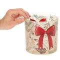 Windlicht Glas mit roter Schleife und Winterzweigen 15cm | Floristik24.de
