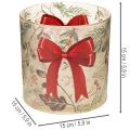 Windlicht Glas mit roter Schleife und Winterzweigen 15cm | Floristik24.de