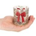 Windlicht Glas mit Weihnachtszweigen und roter Schleife 8cm 2St | Floristik24.de