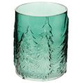 Floristik24 Windlicht Glas mit Tannen im Relief Weihnachtsdeko 16cm