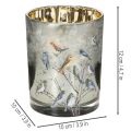 Kerzenglas Vögel Winter Design Windlicht glänzend 12cm | Floristik24.de