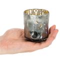 Windlicht Glas mit Vogel und Schneeflocken Motiv 8cm 2St | Floristik24.de