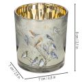 Windlicht Glas mit Vogel und Schneeflocken Motiv 8cm 2St | Floristik24.de