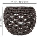 Windlicht geflochten Schwarz, Braun Sommerdeko Ø31cm H25cm | Floristik24.de