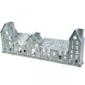 Häuserzeile, Metalldeko zum Beleuchten, Adventsdeko, Windlicht Silbern L52cm H20cm | Floristik24.de