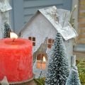 Windlicht Haus Metall, Shabby Chic, Weihnachtsdeko, Weiß gewaschen, Antik-Look H14,5cm