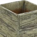 Floristik24 Blumentopf quadratisch 15x15cm Beton Pflanzkasten Holz Look