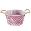 Floristik24 Zinkschale Raute mit Seilgriffen Violett weiß gewaschen Ø24,5cm H14cm
