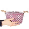 Zinkschale Raute mit Seilgriffen Violett weiß gewaschen Ø24,5cm H14cm | Floristik24.de