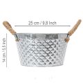 Zinkschale rund mit Seilgriffen Ø25cm H14cm | Floristik24.de