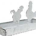 Floristik24 Zinkschale mit Hühnern 30cm x 12cm H15,5cm