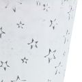 Floristik24 Zinktopf mit Sternen Ø12cm H10cm Weiß gewaschen 6St