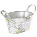 Floristik24 Blumenschale mit Griffen Hortensien Metall 26×13×14,5cm