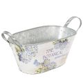 Floristik24 Blumenschale mit Griffen oval Metall Hortensien 32×15×15cm