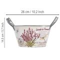 Blumenschale mit Griffen oval Metall Lavendel 26×13×14,5cm | Floristik24.de