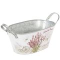 Floristik24 Blumenschale mit Griffen oval Metall Lavendel 32×15×15cm