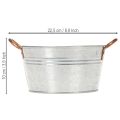 Blumenschale rund mit Griffen Metall Schale Ø17,5cm H9cm | Floristik24.de