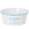 Floristik24 Blumenschale rund Pflanztopf Weiß Übertopf Metall 25×10cm