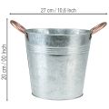 Blumentopf Eimer mit Griffen Metall Deko Ø19cm H17cm | Floristik24.de