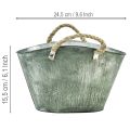 Blumentopf mit Griffen Tasche Metall Jute 24,5×17×15,5cm | Floristik24.de