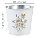 Blumentopf Metall Übertopf Weiß Blumen 12,5cm H11,5cm | Floristik24.de