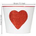 Blumentopf Weiß mit Herz in Rot Übertopf Pflanztopf Ø18cm H13,5cm | Floristik24.de