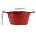 Deko Schale mit Griffen Metall Blumenschale Rot Ø29cm H14,5cm | Floristik24.de