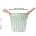 Deko-Topf, Metalleimer zum Bepflanzen, Pflanzgefäß mit Henkeln, Rosa/Grün/Gelb Shabby Chic Ø15cm H13cm 3er-Set | Floristik24.de
