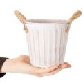 Deko-Topf, Metalleimer zum Bepflanzen, Pflanzgefäß mit Henkeln, Rosa/Grün/Gelb Shabby Chic Ø15cm H13cm 3er-Set | Floristik24.de