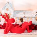 Dekofigur Rentier rot liegend modernes Design 24cm 2St | Floristik24.de