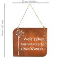 Deko Schild Metall mit Spruch Rost Pusteblume 35×30cm | Floristik24.de