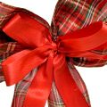 Dekoschleife Weihnachten Geschenkschleife Outdoor Rot Kariert 6cm breit 20×29cm 2St | Floristik24.de