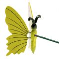 Floristik24 Schmetterling am Stab 17cm gelb